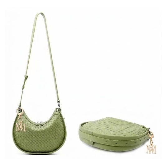 Green Silhouette Woven Textured handbag