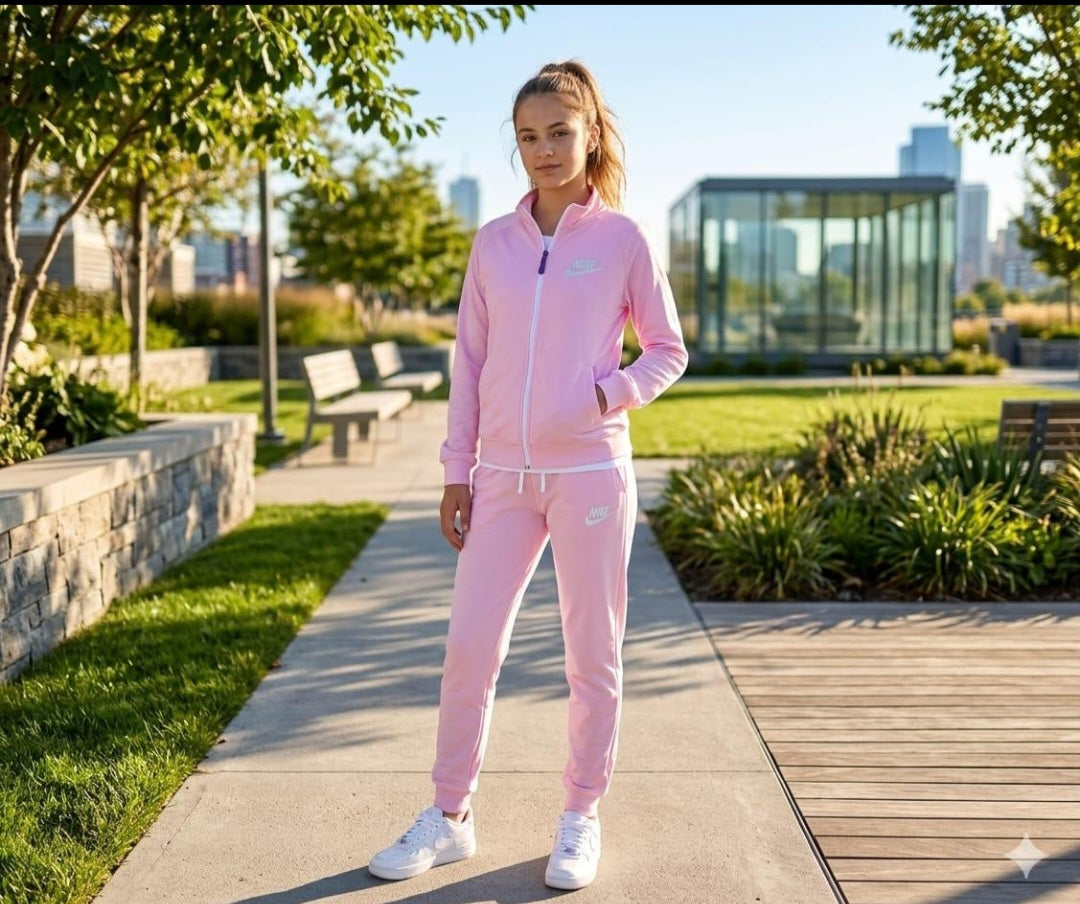 Girls Nike Zip Up light Pink Tracksuit