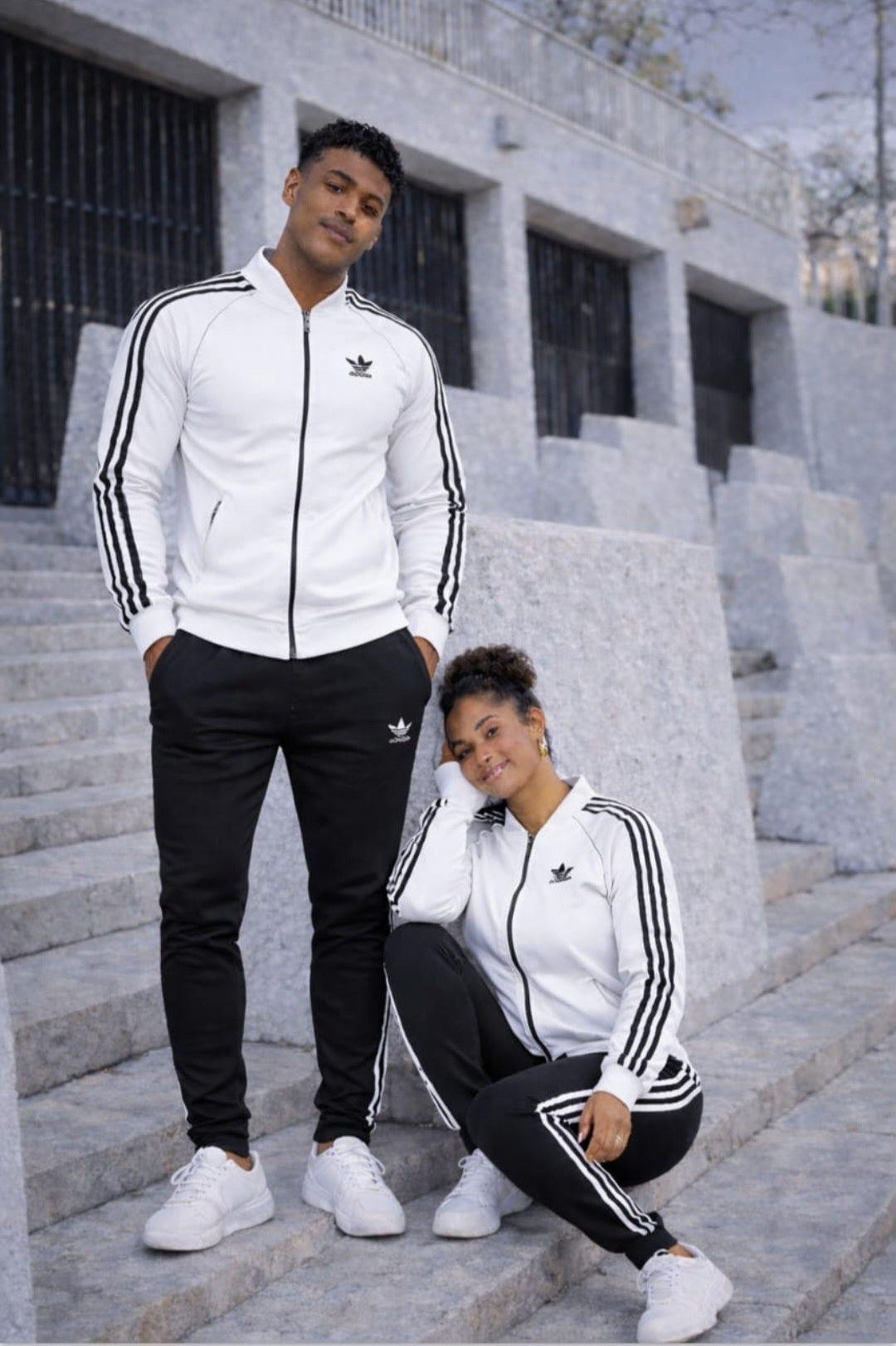 Mens and Women's Black and White Tracksuit Set