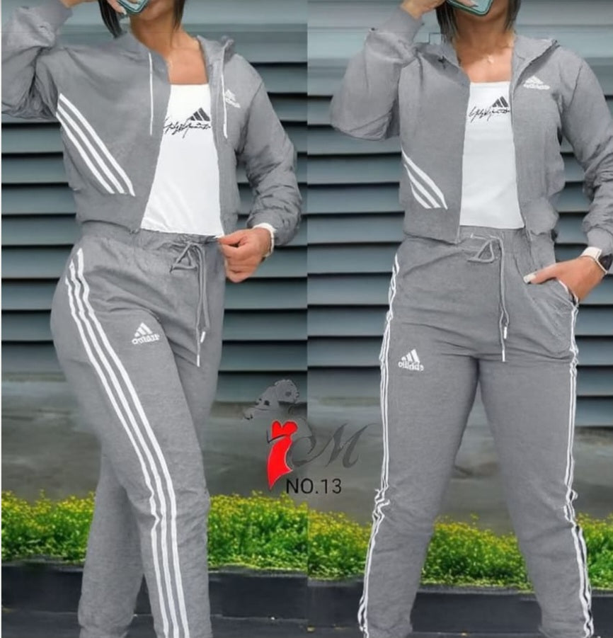Addidas Grey Cropped Tracksuits