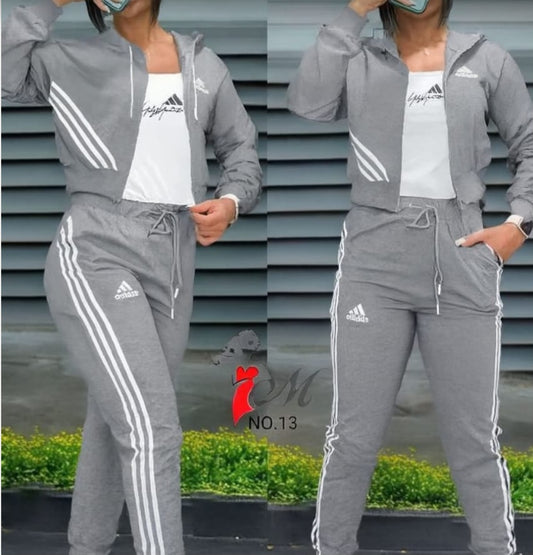 Addidas Grey Cropped Tracksuits