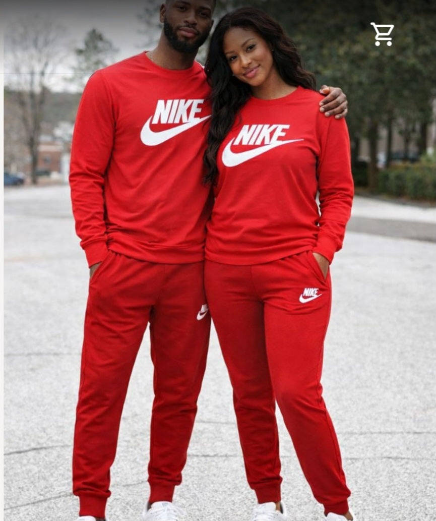 Womens and Men's Red Nike Tracksuits