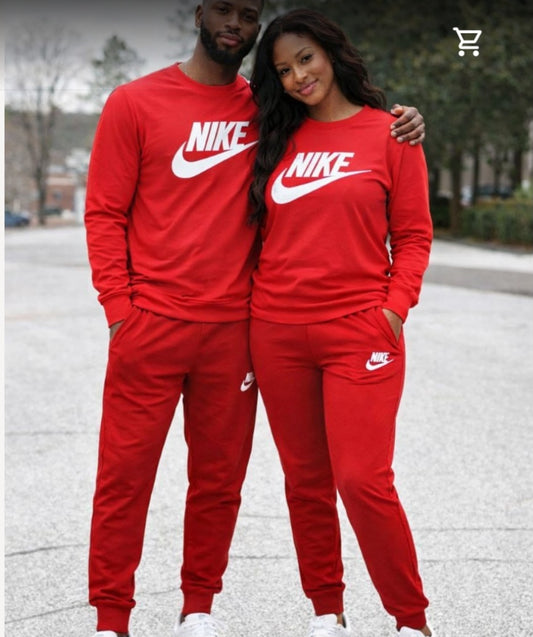 Womens and Men's Red Nike Tracksuits