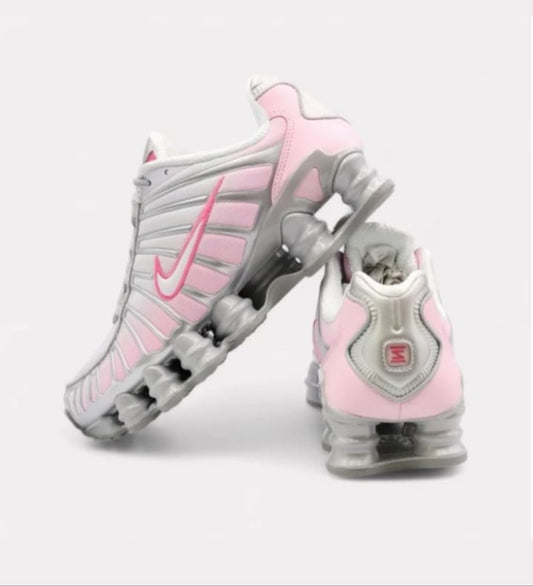 Ladies Pink and Grey Nike Shox