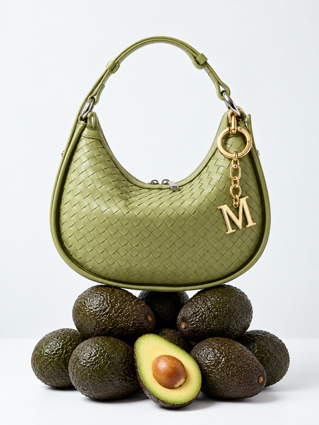 Green Silhouette Woven Textured handbag