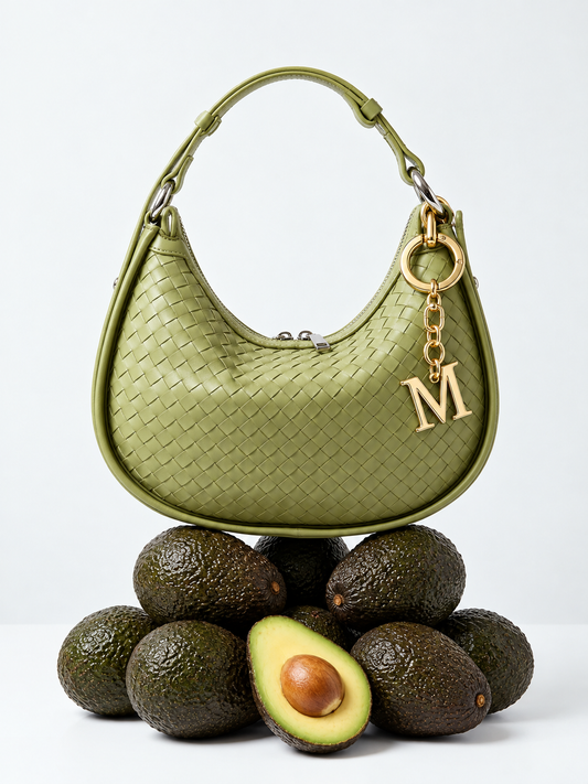 Green Silhouette Woven Textured handbag